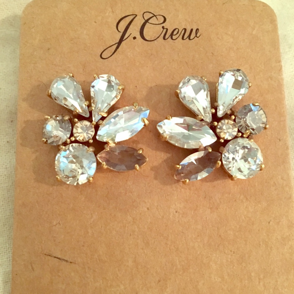 J. Crew Cluster Stone Earrings in Crystal